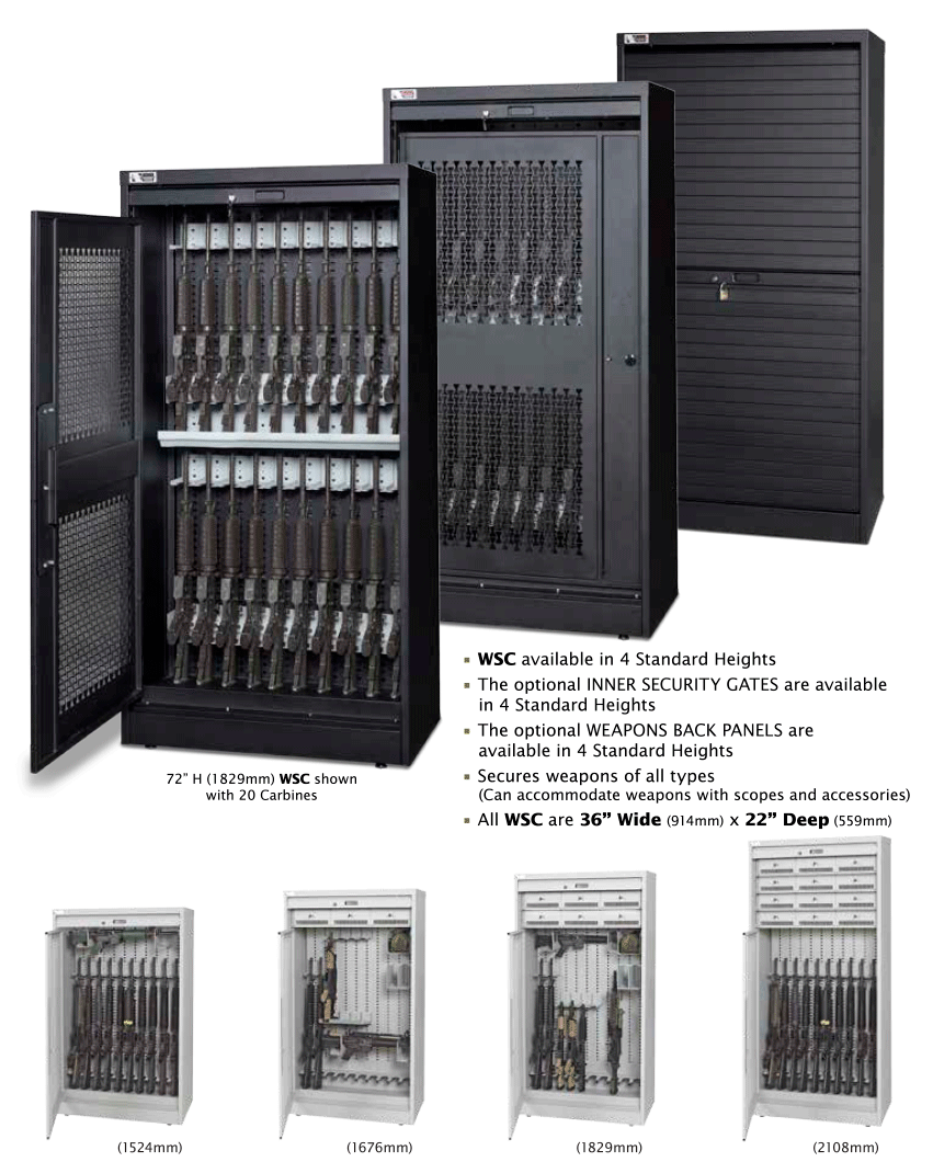 Tambour Door Weapons security Cabinets configurations