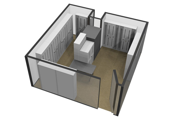 3D Cad Bi-Fold Cabinets within Armoury Drawing Top View